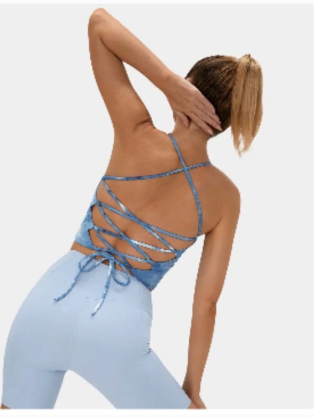 HALARA SKy Blue Tie-Dye Crisscross Back Camisole, XS, NWOT